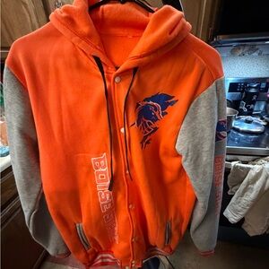 Boise State varsity style jacket with Jeanty on the back.